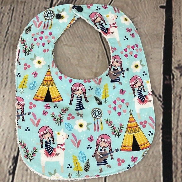 Designer handcrafted cotton Terry bib - Picture 7 of 10